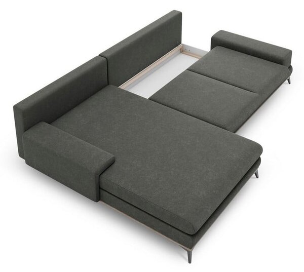 Tmavosivá rozkladacia rohová pohovka Windsor & Co Sofas Planet, ľavý roh