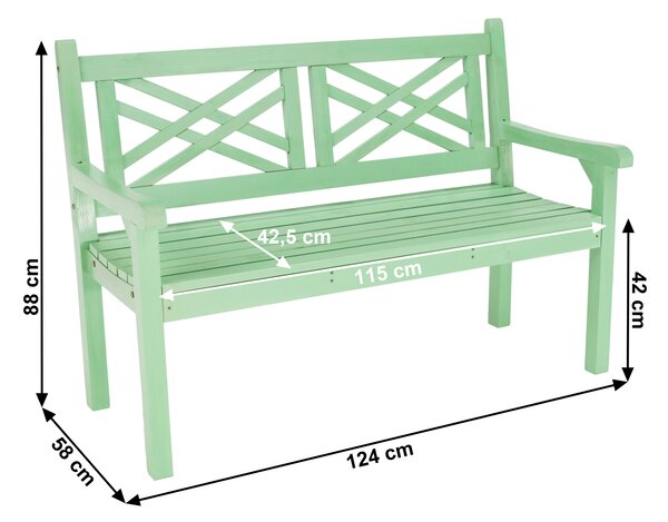 KONDELA Drevená záhradná lavička, neo mint, 124 cm, FABLA