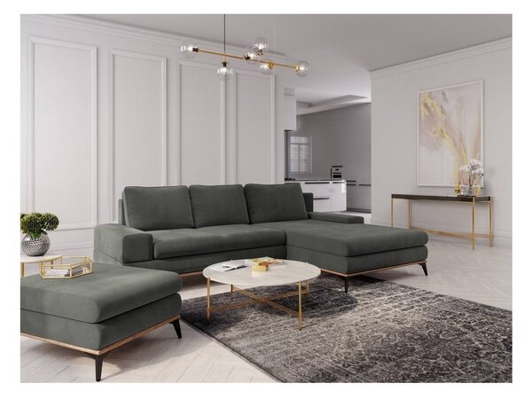 Tmavosivá rozkladacia rohová pohovka Windsor & Co Sofas Planet, pravý roh