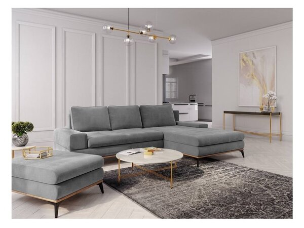 Sivá rozkladacia rohová pohovka Windsor & Co Sofas Planet, pravý roh