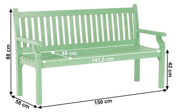 KONDELA Drevená záhradná lavička, neo mint, 150 cm, KOLNA