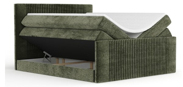 Tmavozelená boxspring posteľ s úložným priestorom 200x200 cm Bergamo – Maison de Rêve