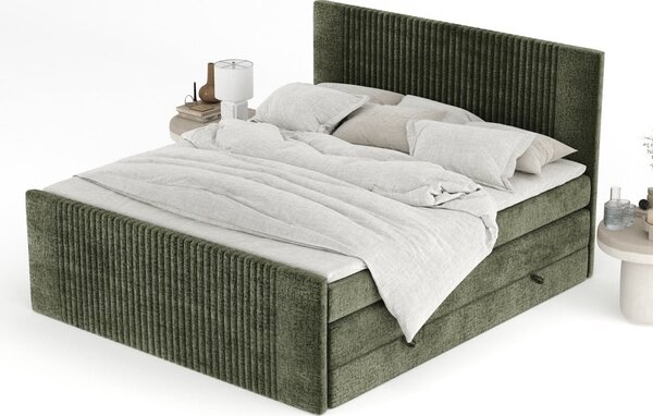 Tmavozelená boxspring posteľ s úložným priestorom 200x200 cm Bergamo – Maison de Rêve