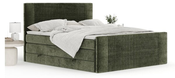 Tmavozelená boxspring posteľ s úložným priestorom 200x200 cm Bergamo – Maison de Rêve