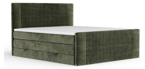 Tmavozelená boxspring posteľ s úložným priestorom 200x200 cm Bergamo – Maison de Rêve