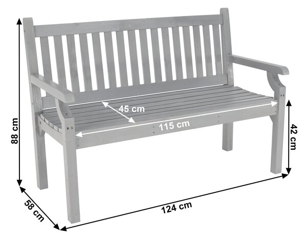 KONDELA Drevená záhradná lavička, sivá, 124 cm, KOLNA