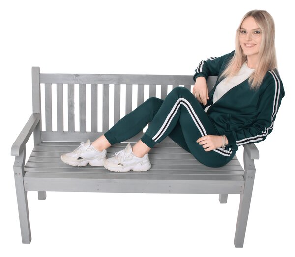KONDELA Drevená záhradná lavička, sivá, 124 cm, KOLNA