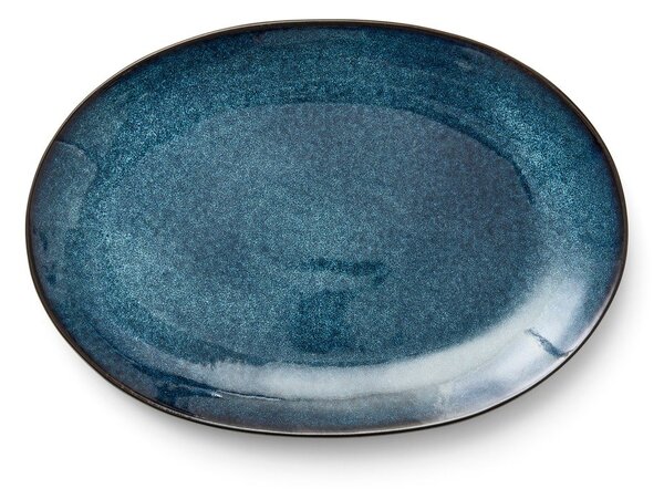 Čierny/modrý tanier z kameniny Gastro Dark Blue/Black – Bitz