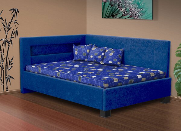 Čalúnená posteľ s úložným priestorom Mia Robin 120 matrac: bez matrace, farba čalúnenie: modrá, úložný priestor: bez úložného priestoru