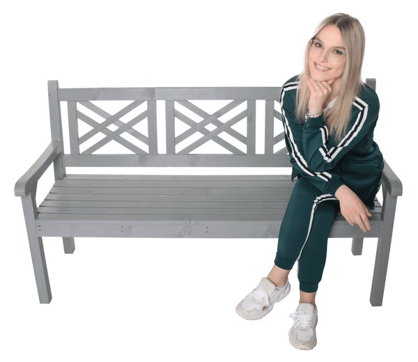 KONDELA Drevená záhradná lavička, sivá, 150 cm, FABLA
