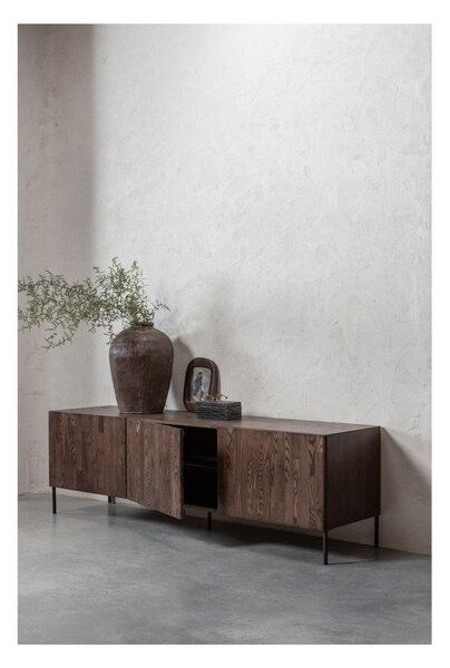 Hnedý TV stolík z borovicového dreva 180x56x46 cm Bono – WOOOD