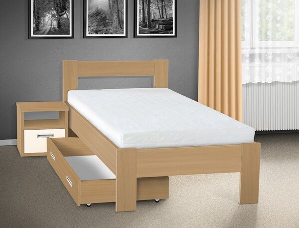 Manželská posteľ Sandra 200x160 cm farba lamina: buk 381, typ úložného priestoru: úložný priestor - šuplík, typ matraca: bez matraca