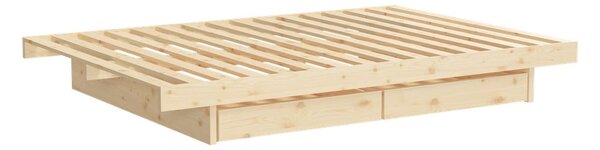 Dvojlôžková posteľ z borovicového dreva s úložným priestorom s roštom 160x200 cm v prírodnej farbe Kanso – Karup Design