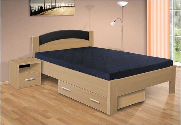 Drevená posteľ Jason 200x120 cm farba lamina: buk 381, typ úložného priestoru: úložný priestor - šuplík, typ matraca: bez matraca
