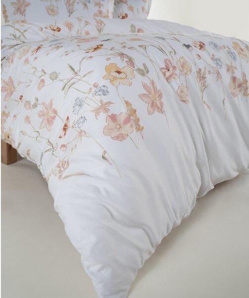 Biele obliečky na dvojlôžko/predĺžené z bavlneného saténu 240x220 cm Ivory Garden Floral – Mila Home Luxury