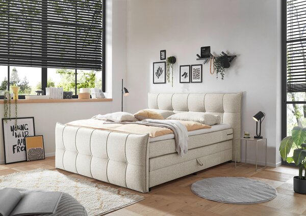BOXSPRINGOVÁ POSTEĽ, 160/200 cm, krémová MID.YOU - Online Only spálne, Online Only