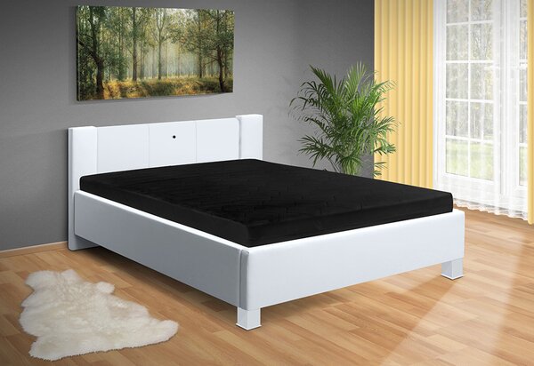 Moderná posteľ Luna 140x200 cm matrac: matrace 15 cm, farba čalúnenie: eko koža biela, úložný priestor: bez úložného priestoru