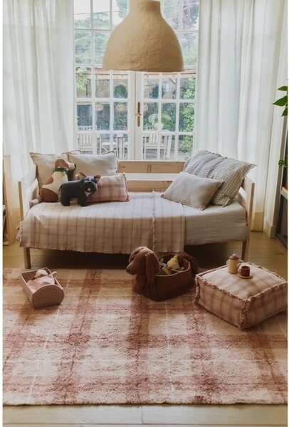Svetloružový prateľný/ručne tkaný bavlnený koberec 90x120 cm Tartan Rose – Lorena Canals