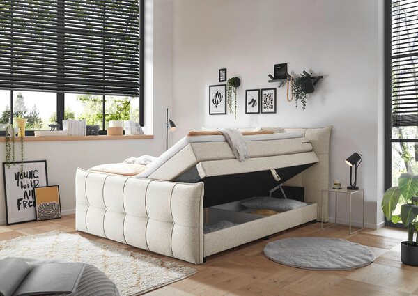 BOXSPRINGOVÁ POSTEĽ, 160/200 cm, krémová MID.YOU - Online Only spálne, Online Only