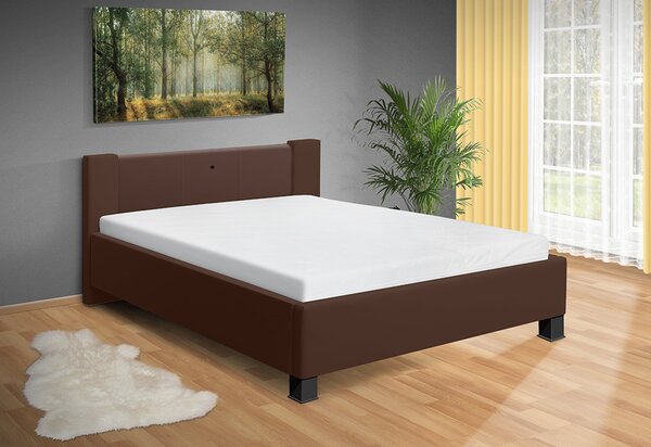 Moderná posteľ Luna 120x200 cm matrac: bez matrace, farba čalúnenie: eko koža hnedá, úložný priestor: bez úložného priestoru