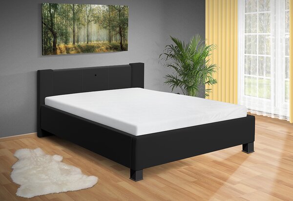 Moderná posteľ Luna 140x200 cm matrac: bez matrace, farba čalúnenie: eko koža čierna, úložný priestor: bez úložného priestoru