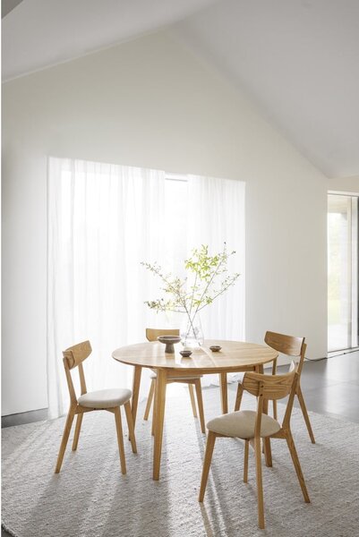 Okrúhly rozkladací jedálenský stôl z dubového dreva v prírodnej farbe ø 120 cm Filippa – Rowico