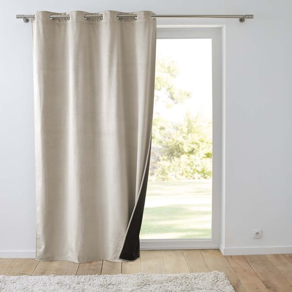 Béžový zamatový termo záves 140x260 cm Polarchic – douceur d'intérieur
