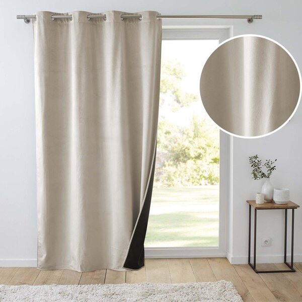 Béžový zamatový termo záves 140x260 cm Polarchic – douceur d'intérieur