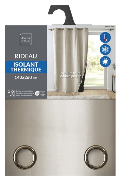 Béžový zamatový termo záves 140x260 cm Polarchic – douceur d'intérieur