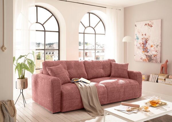 ROZKLADACIA POHOVKA, textil, koralová MID.YOU - Sedačky, Online Only