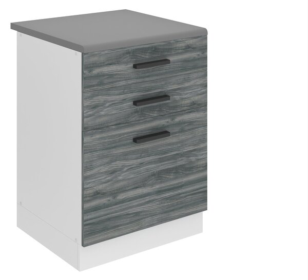 Kuchynská skrinka Belini Premium Full Version spodná so zásuvkami 60 cm šedý antracit Glamour Wood s pracovnou doskou