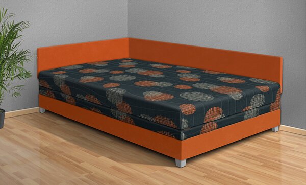 Čalúnená posteľ Aneta 110x200 cm čalúnenie: Oranžová / Mega 045 čierna
