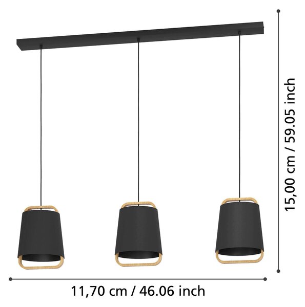 ZÁVESNÉ SVIETIDLO, 127,5/22,5/150 cm Eglo - Online Only bytové doplnky, Online Only