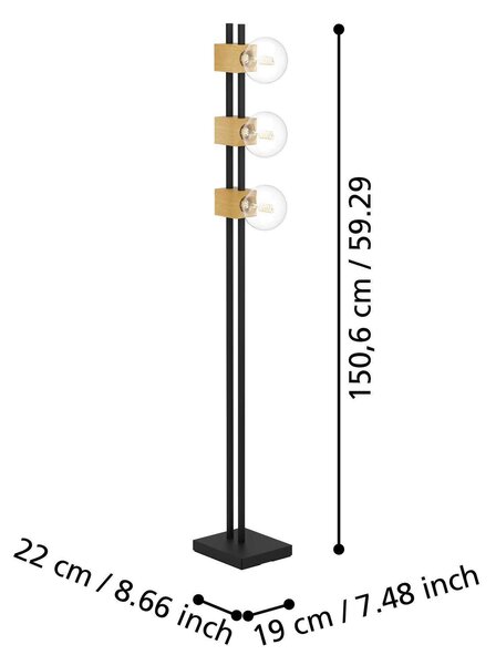 STOJACIA LAMPA, 9,5/7,5/150,5 cm Eglo - Online Only bytové doplnky, Online Only