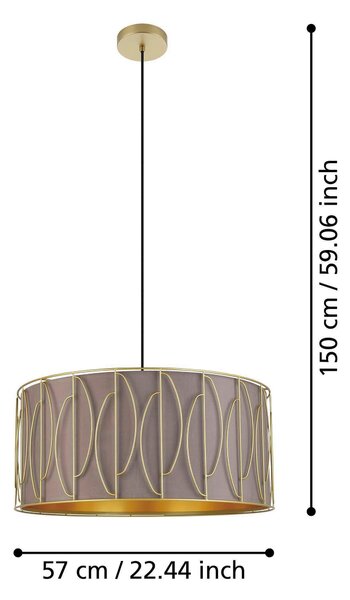 ZÁVESNÉ SVIETIDLO, 57/150 cm Eglo - Online Only bytové doplnky, Online Only