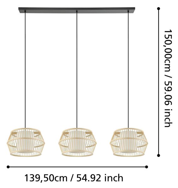 ZÁVESNÉ SVIETIDLO, 139,5/34,5/150 cm Eglo - Online Only bytové doplnky, Online Only