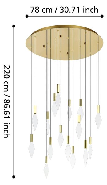 ZÁVESNÉ SVIETIDLO, 78/220 cm Eglo - Online Only bytové doplnky, Online Only