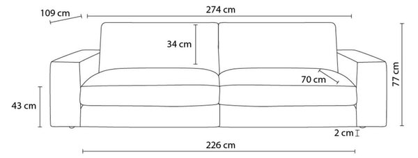 Tmavomodrá menčestrová pohovka 274 cm Leonard – Bobochic Paris