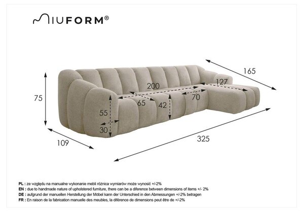 Béžová rohová pohovka (pravý roh/s leňoškou) Shell – Miuform