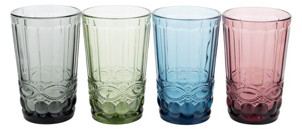 KONDELA Poháre na vodu, set 4 ks, 350 ml, farebné vintage, SAVOY TYP 1
