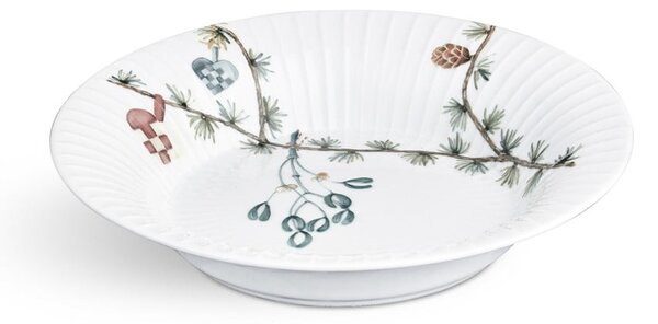 Biely porcelánový vianočný polievkový tanier Kähler Design Hammershoi, ⌀ 21 cm
