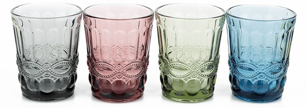 KONDELA Poháre na vodu, set 4 ks, 240 ml, farebné vintage, SAVOY TYP 2