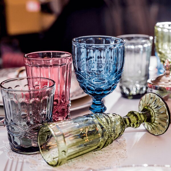 KONDELA Poháre na vodu, set 4 ks, 240 ml, farebné vintage, SAVOY TYP 2