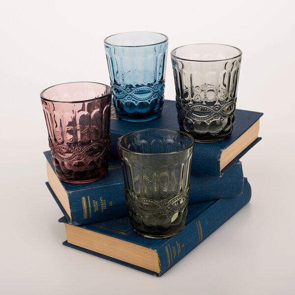 KONDELA Poháre na vodu, set 4 ks, 240 ml, farebné vintage, SAVOY TYP 2