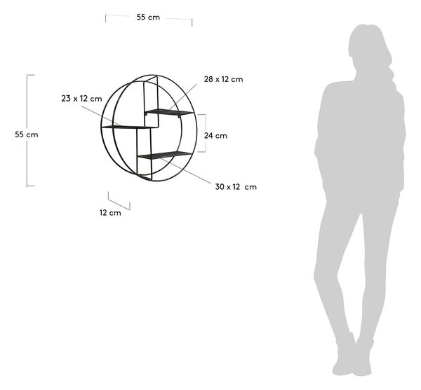 Čierna poschodová kovová polica 55 cm Across – Kave Home