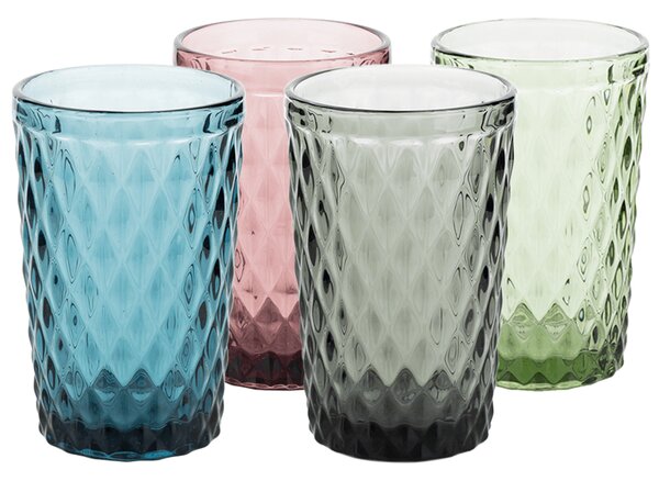 KONDELA Poháre na vodu, set 4 ks, 350 ml, farebné, retro, VERITAS TYP 1