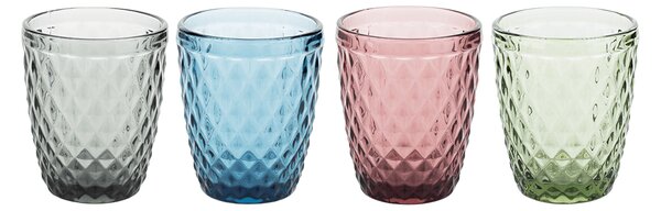 KONDELA Poháre na vodu, set 4 ks, 240 ml, farebné, retro, VERITAS TYP 2