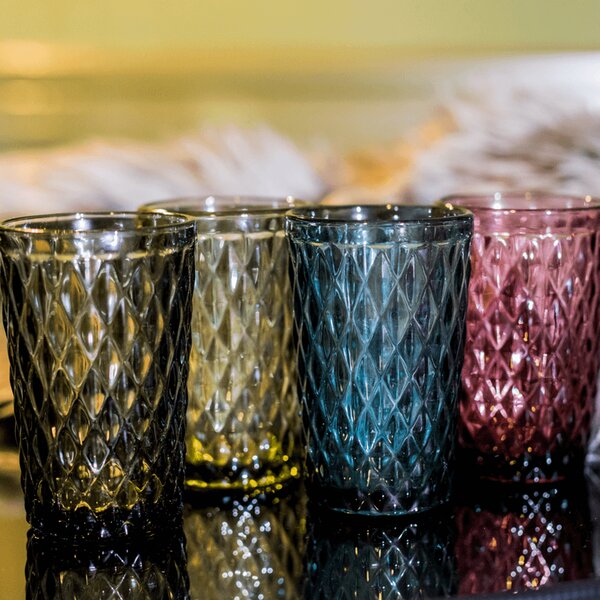 KONDELA Poháre na vodu, set 4 ks, 350 ml, farebné, retro, VERITAS TYP 1