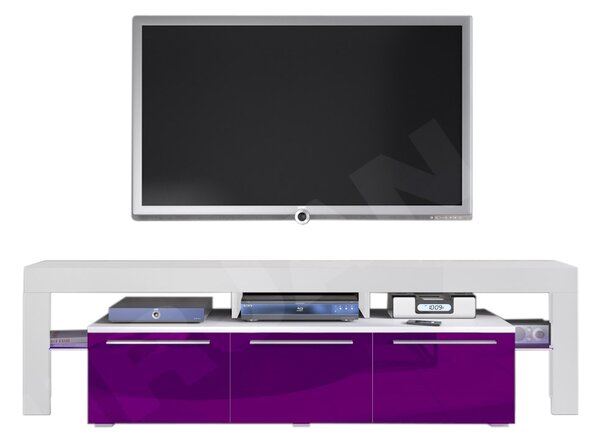 TV stolík RTV BACON 150 Plus, biela/fialový lesk