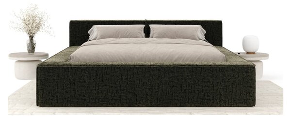 Tmavozelená čalúnená dvojlôžková posteľ s úložným priestorom s roštom 160x200 cm Voliera – Maison de Rêve